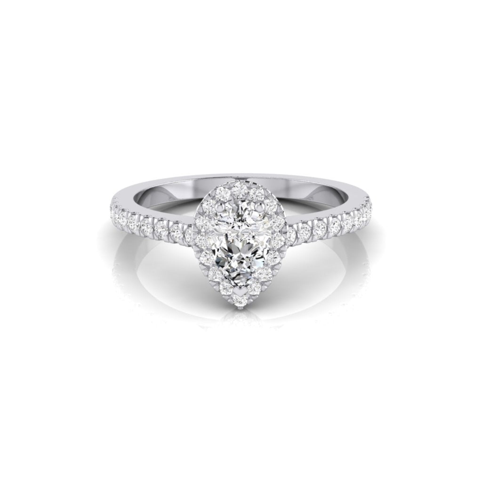 Janet Pear Diamond Halo Ring